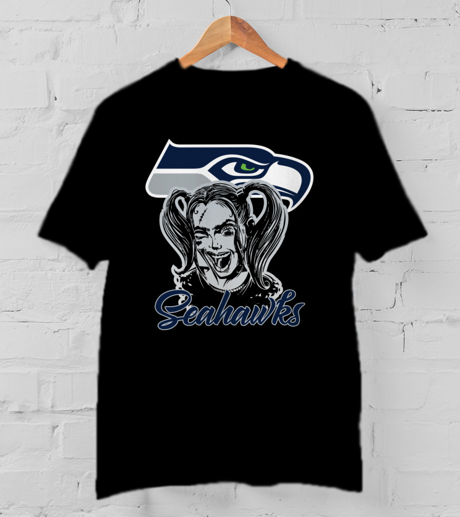 Harley Quinn And Seattle Seahawks Enthusiasts T-Shirt