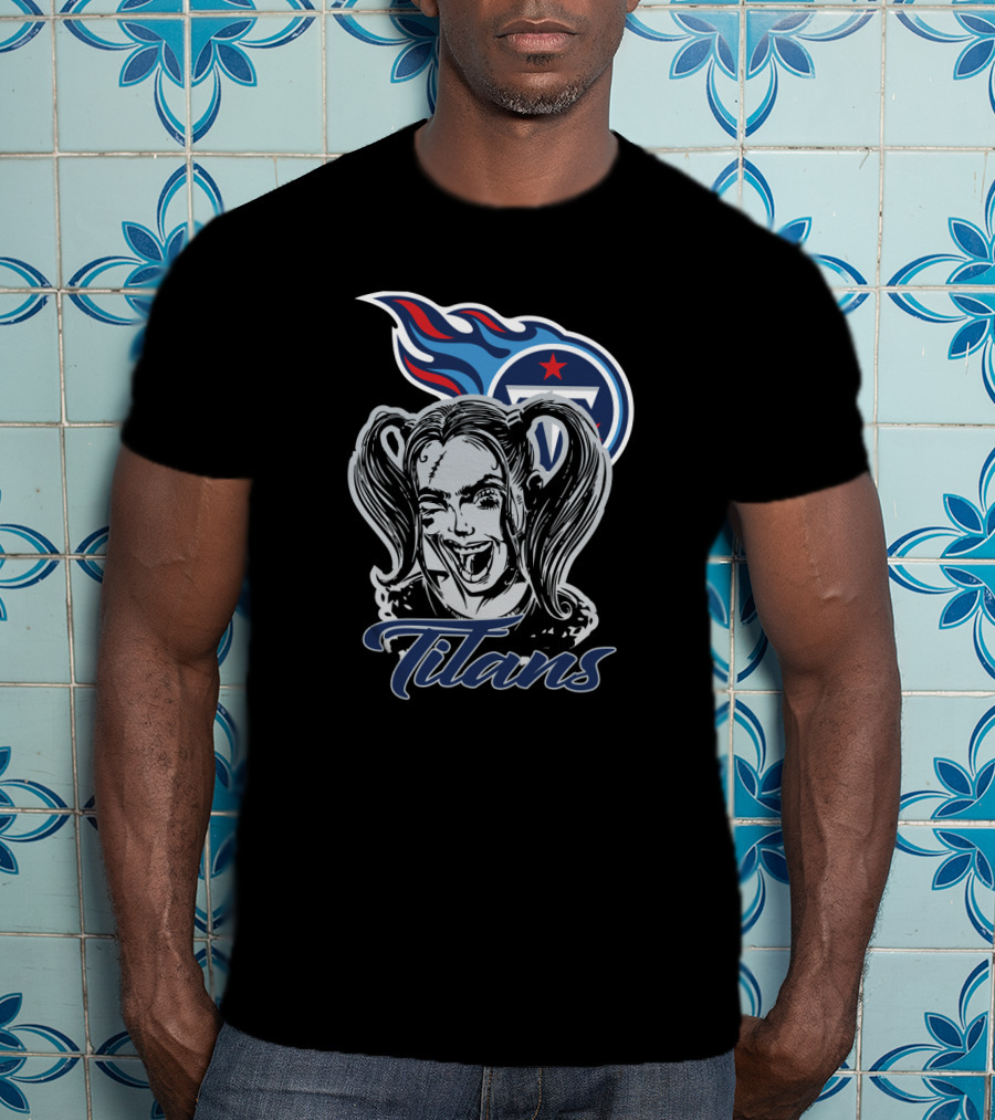 Harley Quinn Titans Fan Art With Tennessee Titans T-Shirt