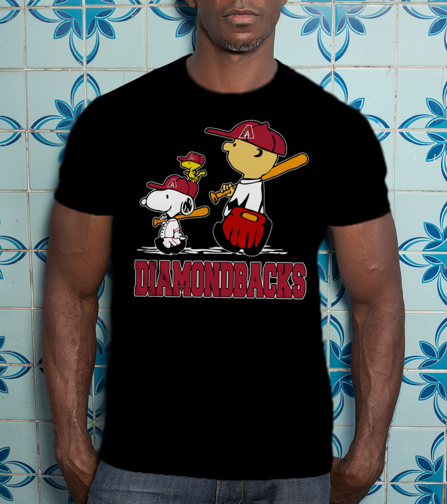 Diamondbacks Snoopy Charlie Brown Woodstock Baseball Fans T-Shirt