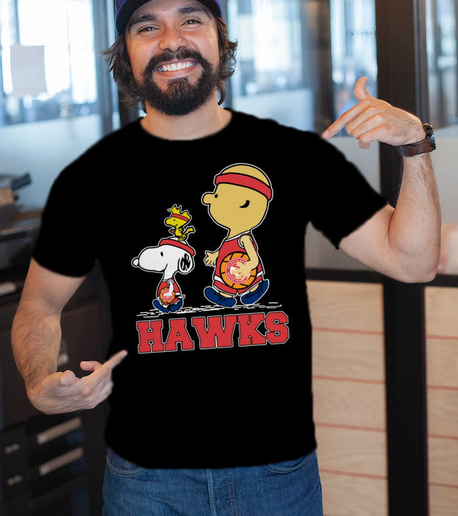 Hawks Fans Snoopy And Woodstock Basketball Team Spirit T-Shirt