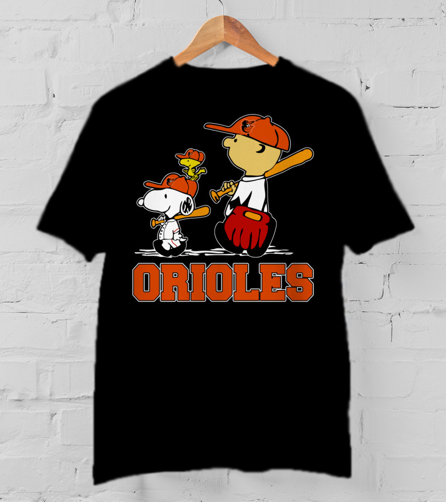 Orioles Baseball With Snoopy Woodstock And Peanuts Characters T-Shirt