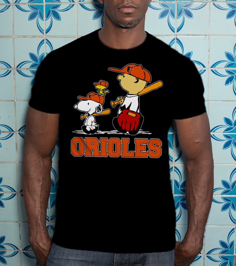 Orioles Baseball With Snoopy Woodstock And Peanuts Characters T-Shirt