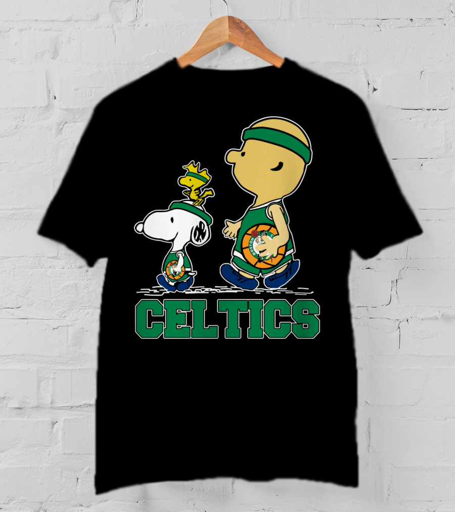 Celtics Snoopy And Friends With Basketball T-Shirt