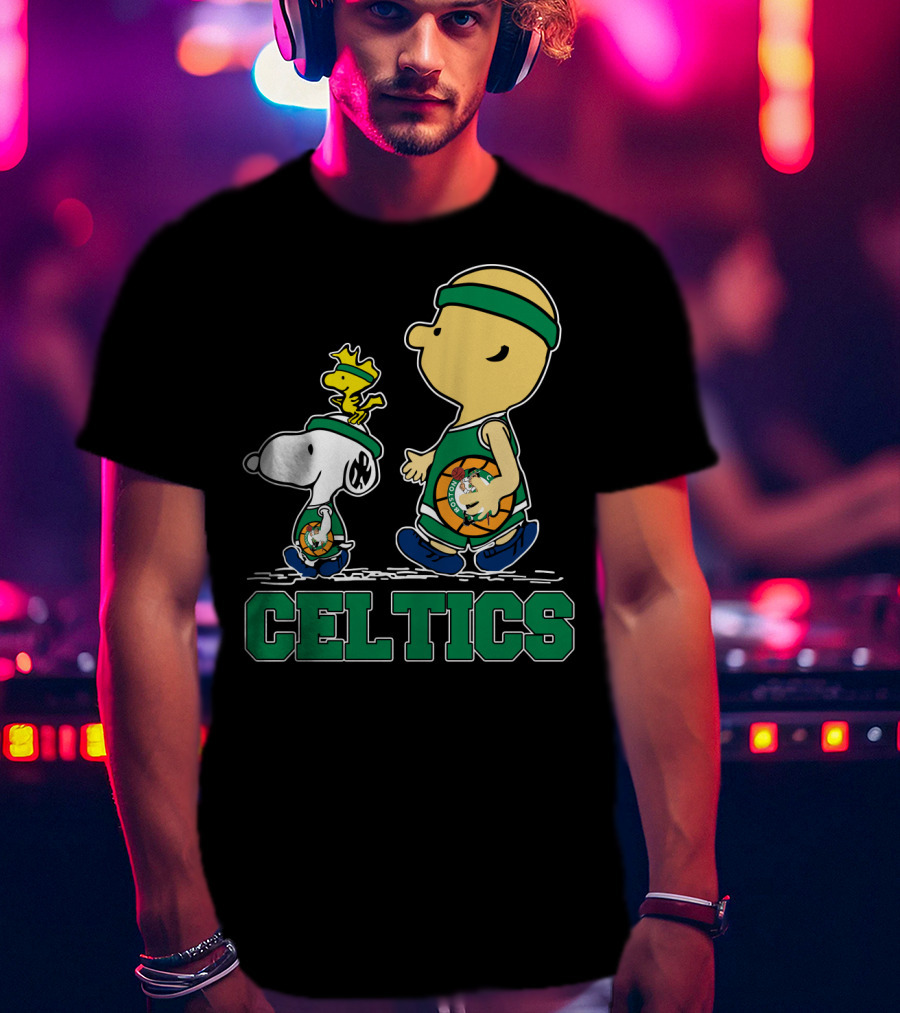 Celtics Snoopy And Friends With Basketball T-Shirt
