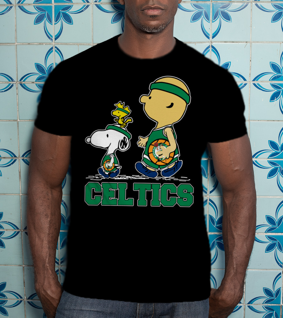 Celtics Snoopy And Friends With Basketball T-Shirt