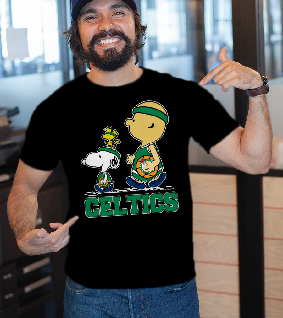 Celtics Snoopy And Friends With Basketball T-Shirt