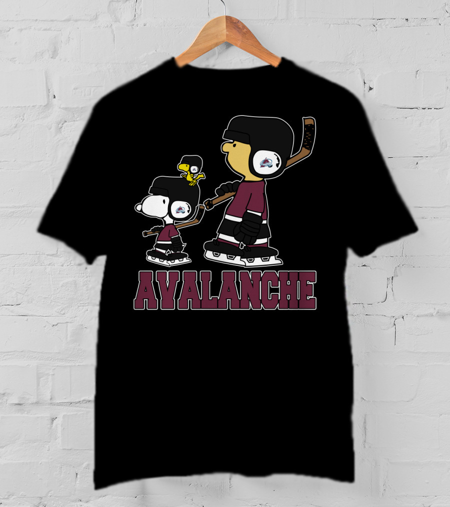 Avalanche Snoopy And Woodstock Skating With Colorado Avalanche Fans T-Shirt