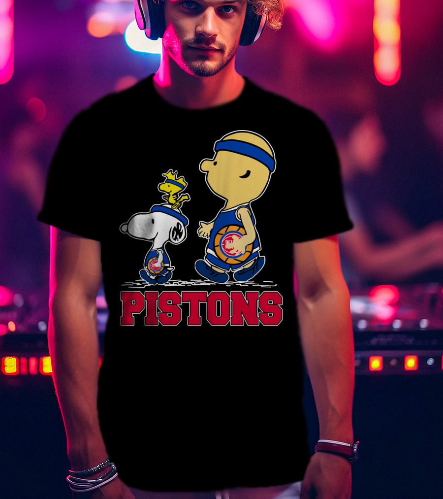 Pistons Basketball Snoopy And Woodstock Detroit Fans T-Shirt