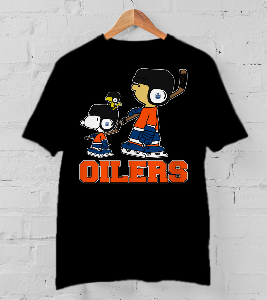 Snoopy And Woodstock Edmonton Oilers Hockey Fans T-Shirt