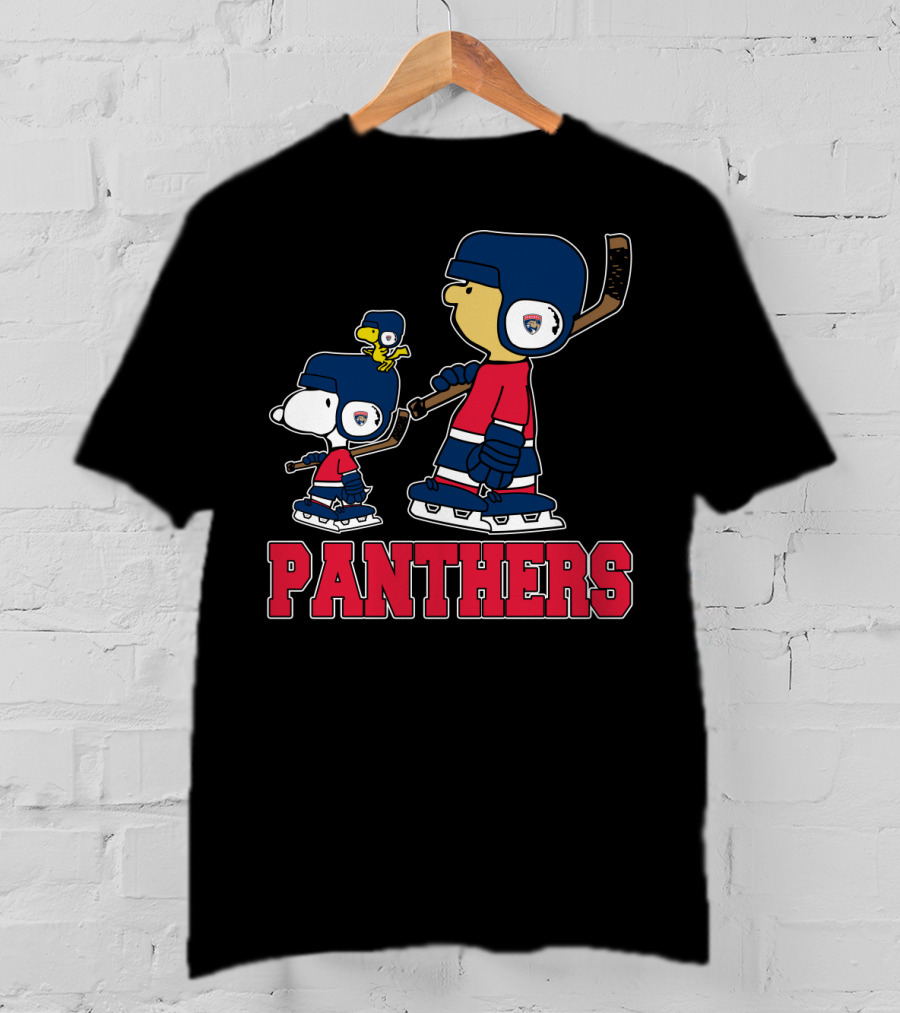 Snoopy And Woodstock With Florida Panthers Hockey Fan Characters T-Shirt