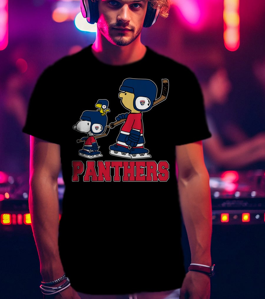Snoopy And Woodstock With Florida Panthers Hockey Fan Characters T-Shirt