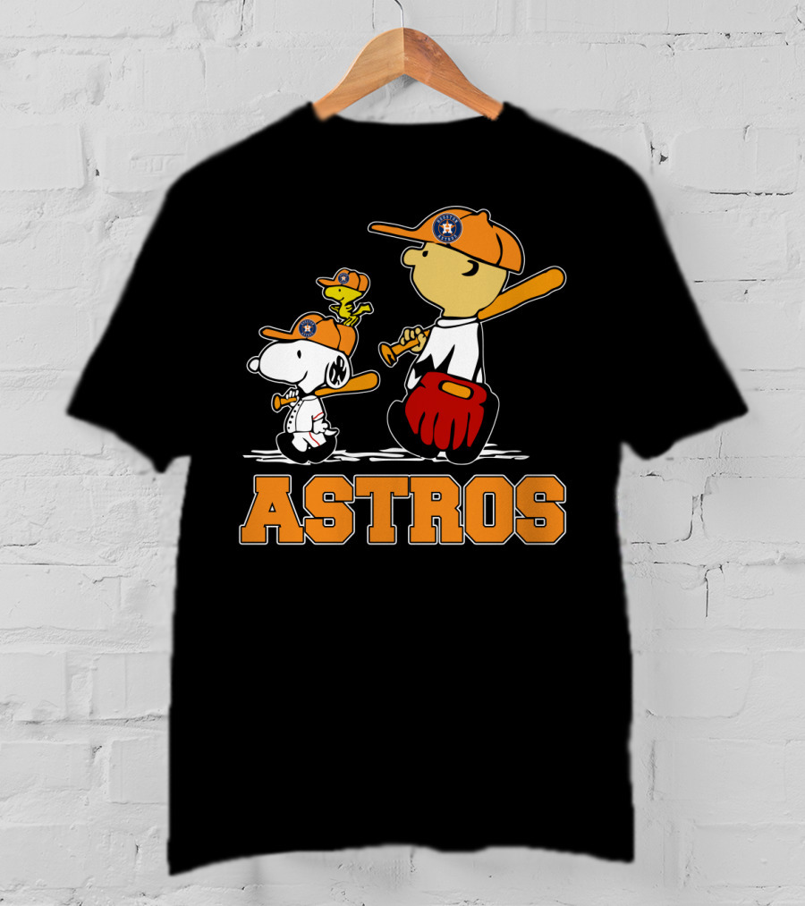 Snoopy Woodstock And Houston Astros Baseball Fans T-Shirt