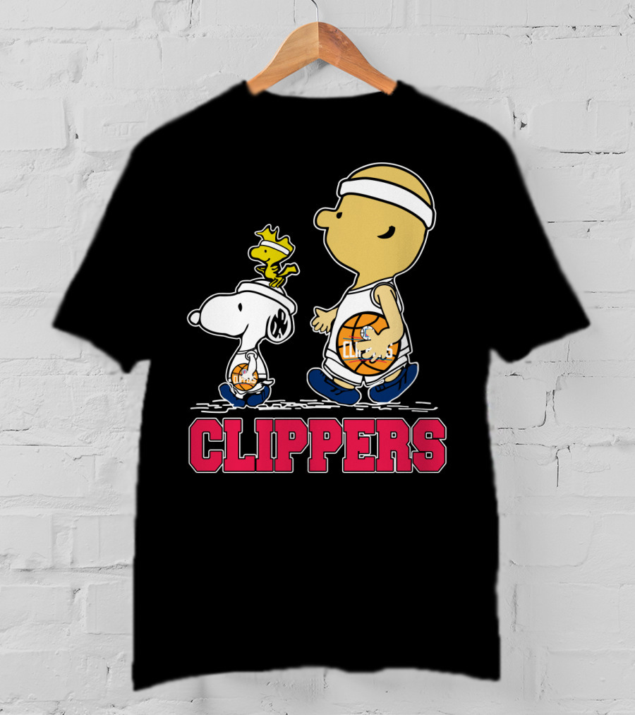 Snoopy And Woodstock Basketball With La Clippers Fans T-Shirt