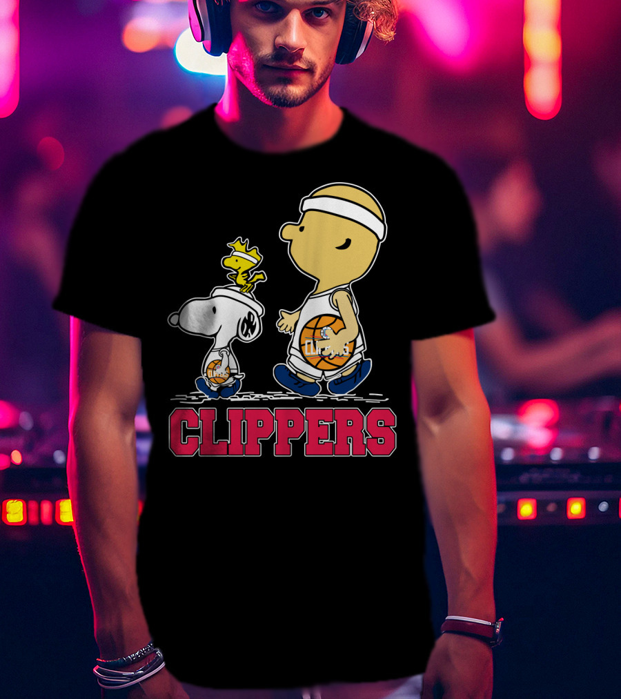Snoopy And Woodstock Basketball With La Clippers Fans T-Shirt
