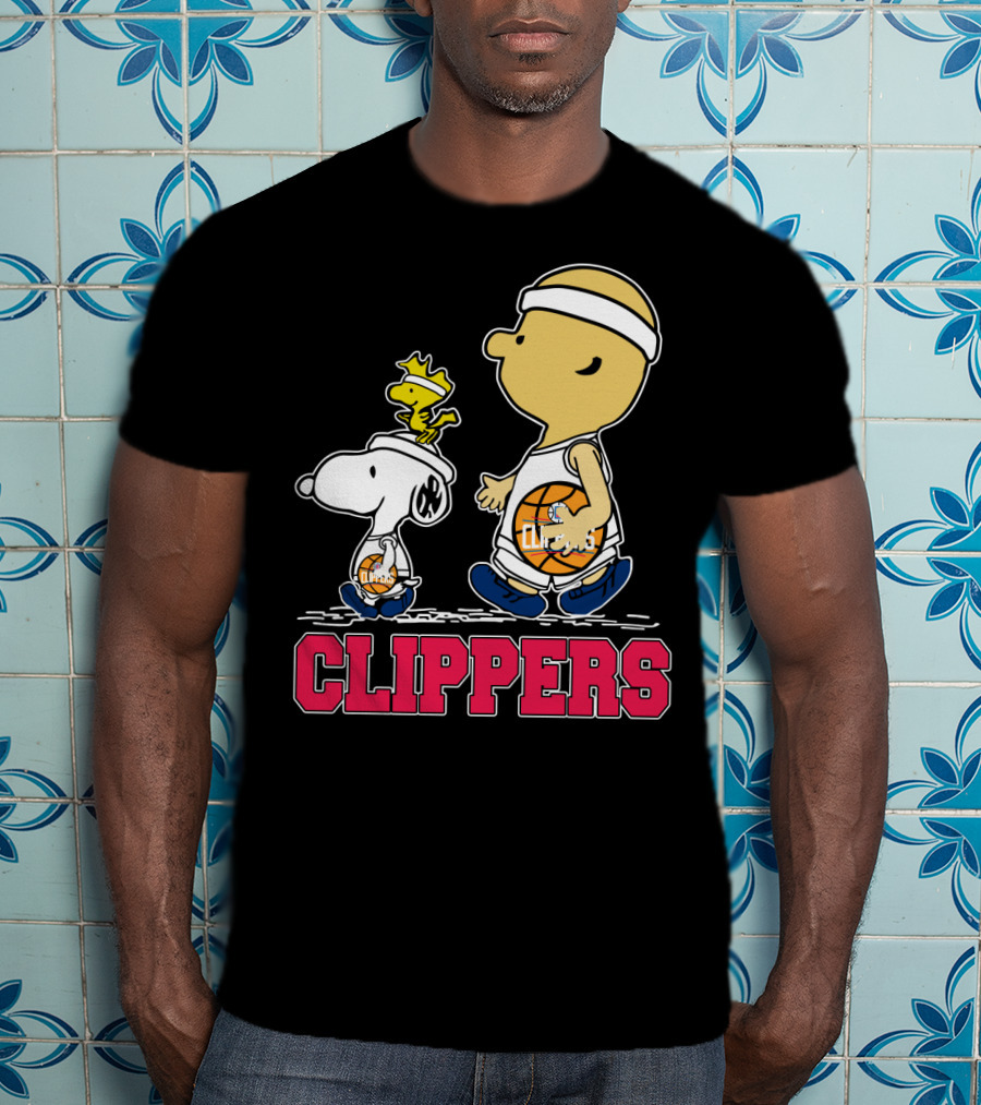 Snoopy And Woodstock Basketball With La Clippers Fans T-Shirt