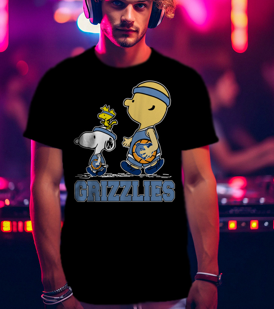 Snoopy Woodstock Charlie Brown Memphis Grizzlies Basketball Fans T-Shirt