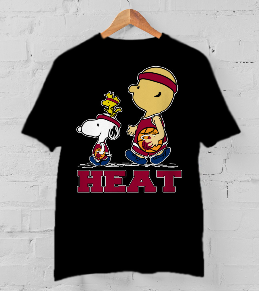Snoopy Woodstock Heat Team Fans Miami Basketball T-Shirt