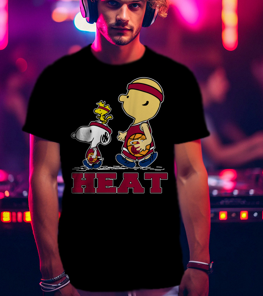 Snoopy Woodstock Heat Team Fans Miami Basketball T-Shirt