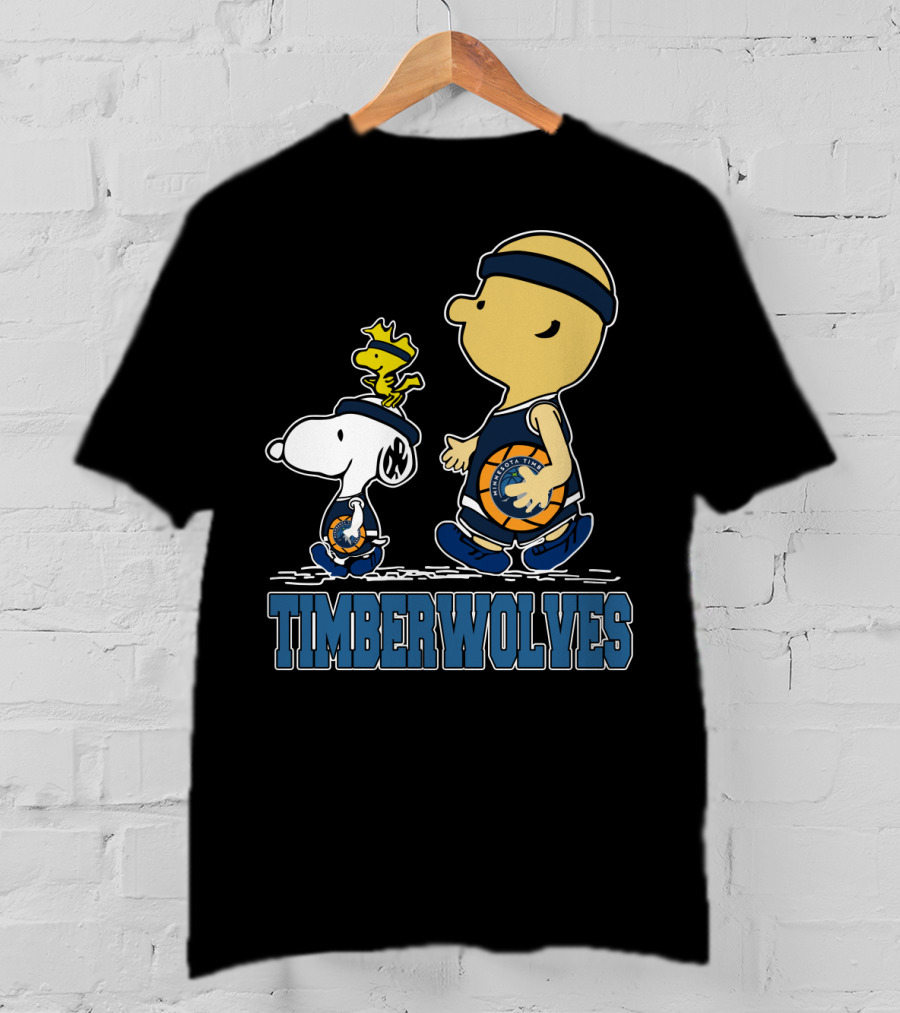 Snoopy Woodstock And Charlie Brown As Minnesota Timberwolves Fans T-Shirt
