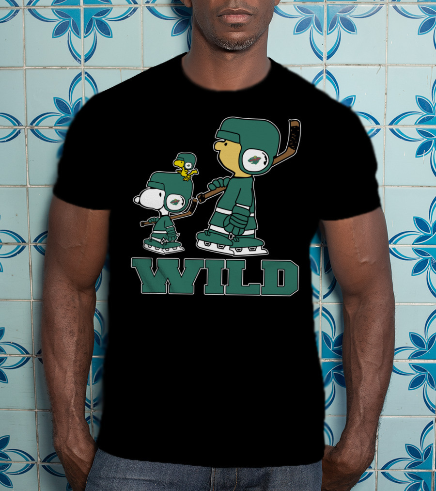 Snoopy And Woodstock Minnesota Wild Hockey Fans T-Shirt