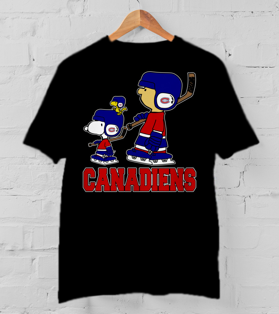 Snoopy Montreal Canadiens Fans Charlie Woodstock Hockey Team T-Shirt