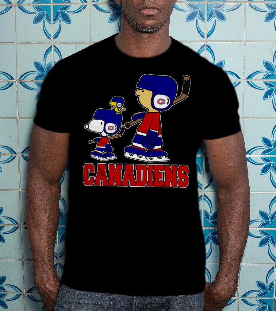 Snoopy Montreal Canadiens Fans Charlie Woodstock Hockey Team T-Shirt