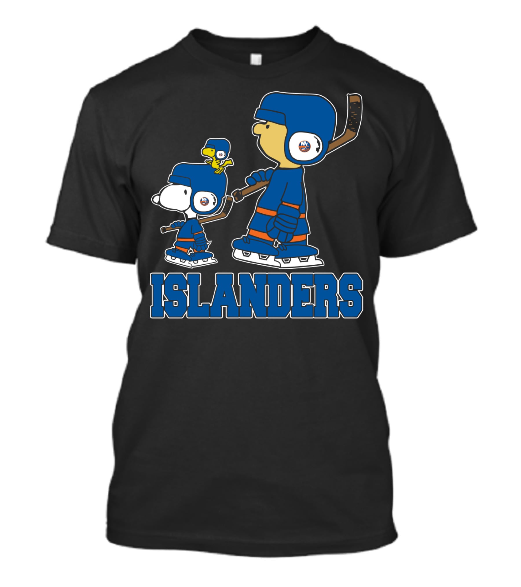 Snoopy And Woodstock Ice Hockey With Islanders Fans T-Shirt