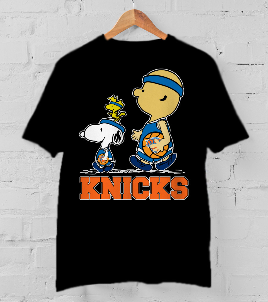 Snoopy Woodstock New York Knicks Basketball Fans Peanuts Characters T-Shirt