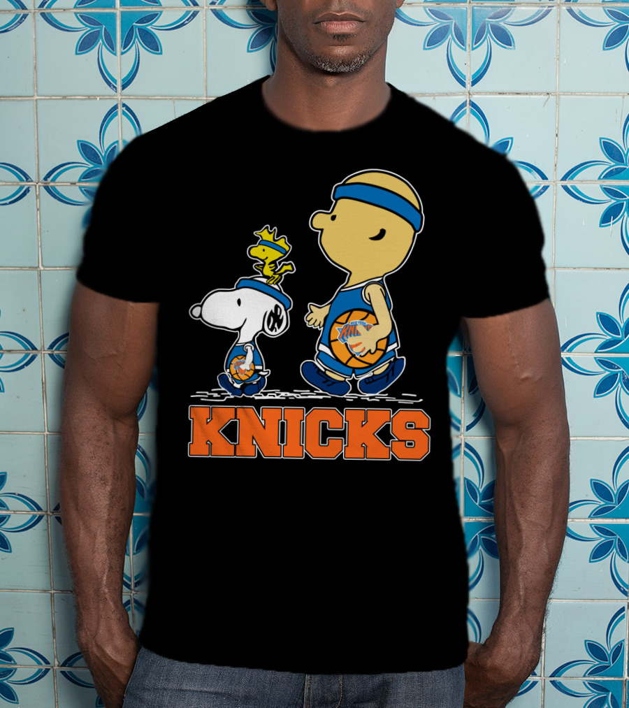 Snoopy Woodstock New York Knicks Basketball Fans Peanuts Characters T-Shirt