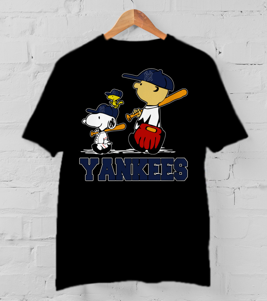Snoopy Peanuts Characters Yankees Baseball T-Shirt