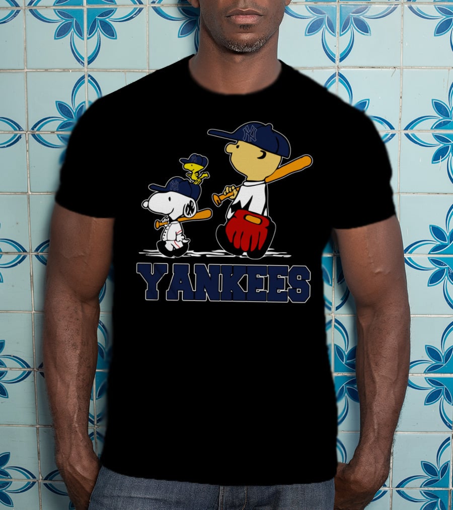 Snoopy Peanuts Characters Yankees Baseball T-Shirt