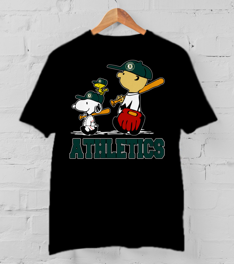 Snoopy Woodstock And Friends With Athletics Team T-Shirt