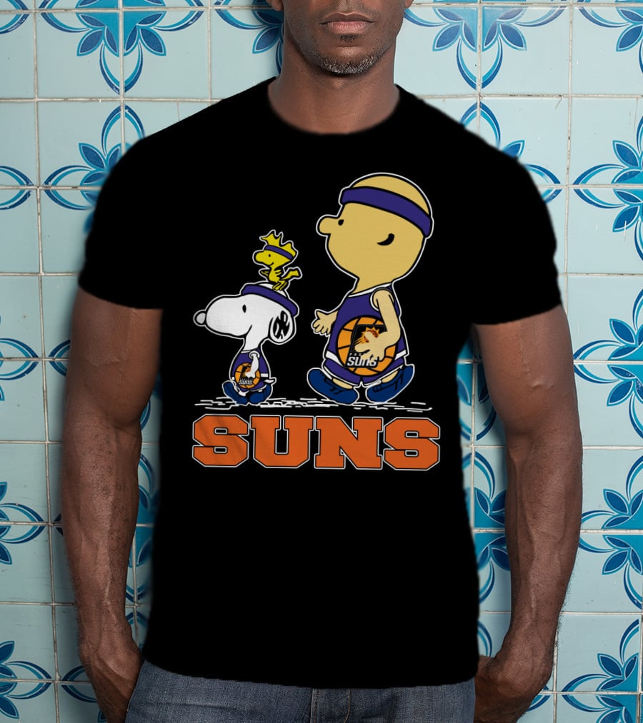 Snoopy And Woodstock In Phoenix Suns Basketball Jerseys T-Shirt