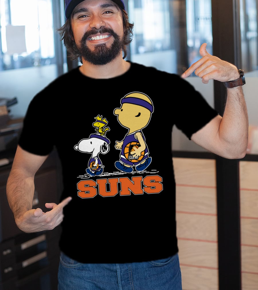 Snoopy And Woodstock In Phoenix Suns Basketball Jerseys T-Shirt