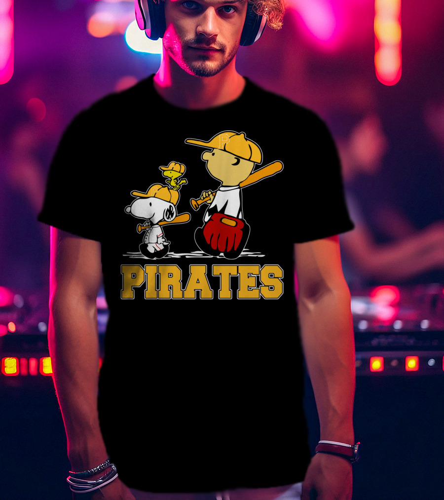 Snoopy Woodstock Pirates Baseball Fan Gear T-Shirt