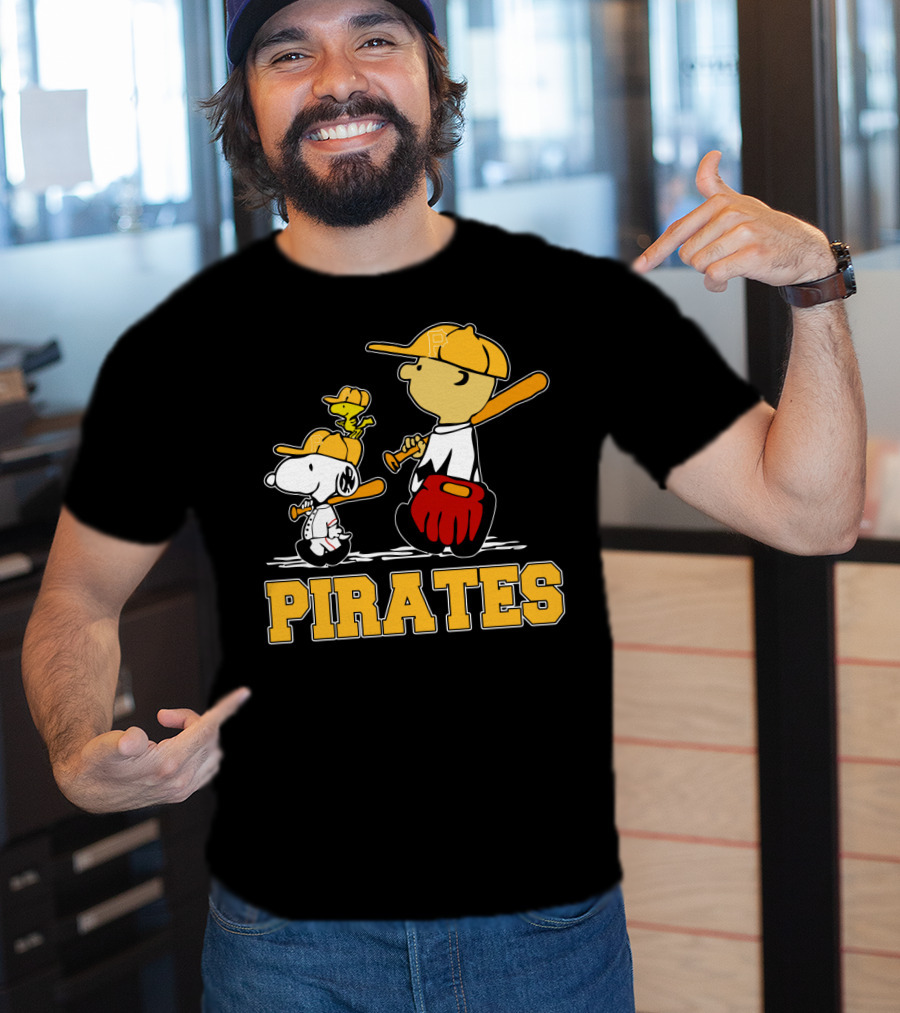 Snoopy Woodstock Pirates Baseball Fan Gear T-Shirt