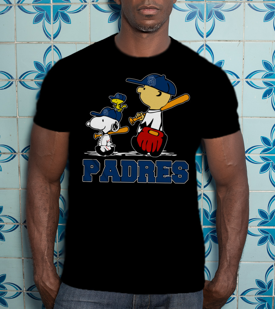 Snoopy And San Diego Padres Baseball Team Fans With Woodstock And Sports Equipment T-Shirt