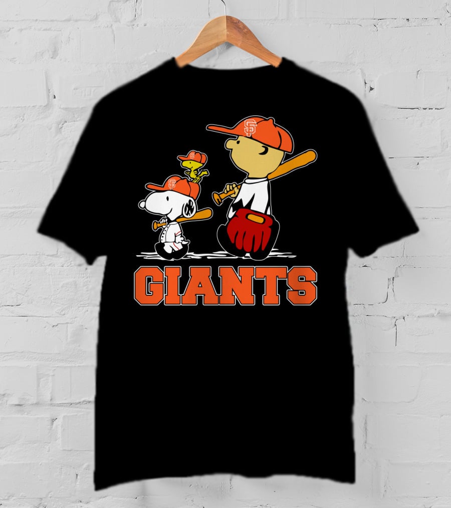 Snoopy Baseball San Francisco Giants Fans Charlie Brown Woodstock T-Shirt