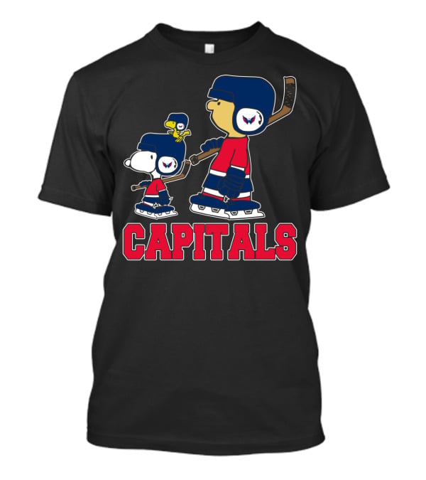 Snoopy And Woodstock With Washington Capitals Hockey Fan Gear T-Shirt