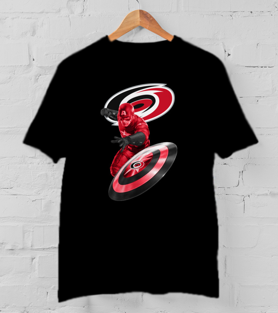 Carolina Hurricanes Captain America Crossover With Iconic Shield T-Shirt