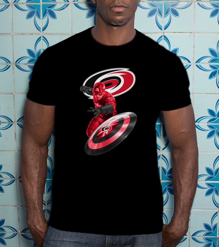 Carolina Hurricanes Captain America Crossover With Iconic Shield T-Shirt