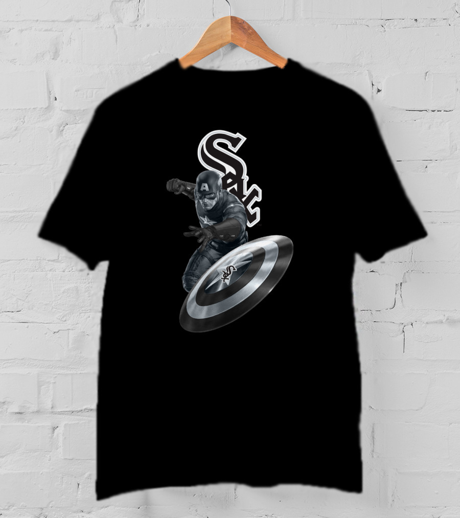 Chicago White Sox Captain America Collaboration Featuring Iconic Superhero And Team T-Shirt