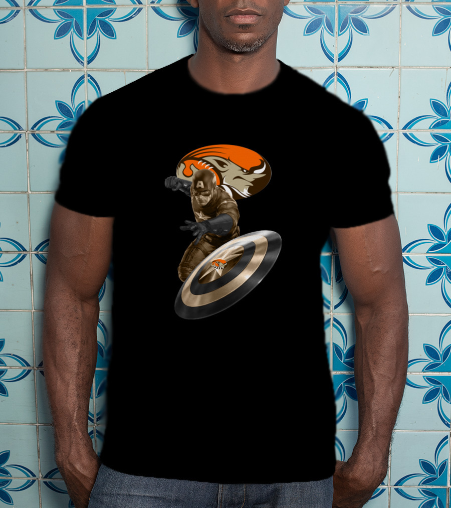 Cleveland Browns Captain America Browns Logo Shield T-Shirt
