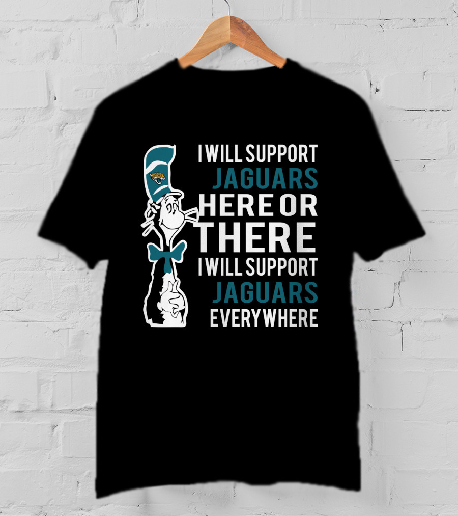 Dr Seuss Cat In Hat Supports Jacksonville Jaguars Everywhere T-Shirt