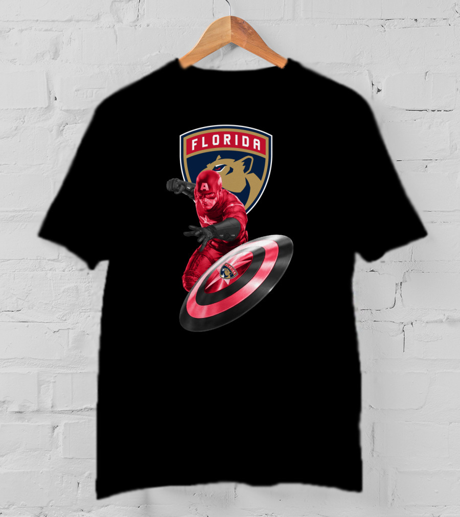 Florida Panthers Hockey Team Meets Captain America Superhero Crossover T-Shirt