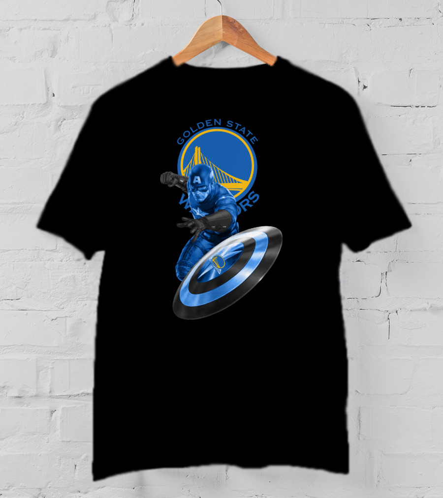 Golden State Warriors Captain America Shield Nba Crossover T-Shirt