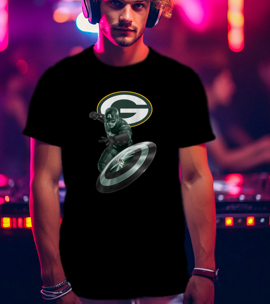 Green Bay Packers Captain America Shield T-Shirt