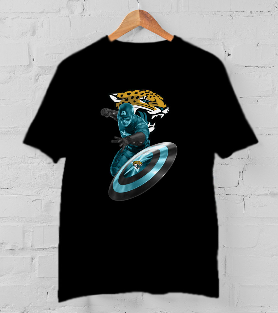 Jacksonville Jaguars Captain America Shield Crossover T-Shirt