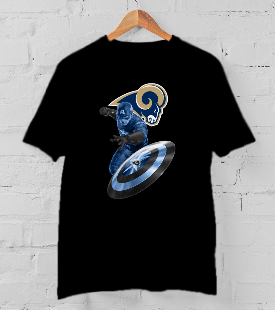 Los Angeles Rams Captain America Shield Crossover T-Shirt