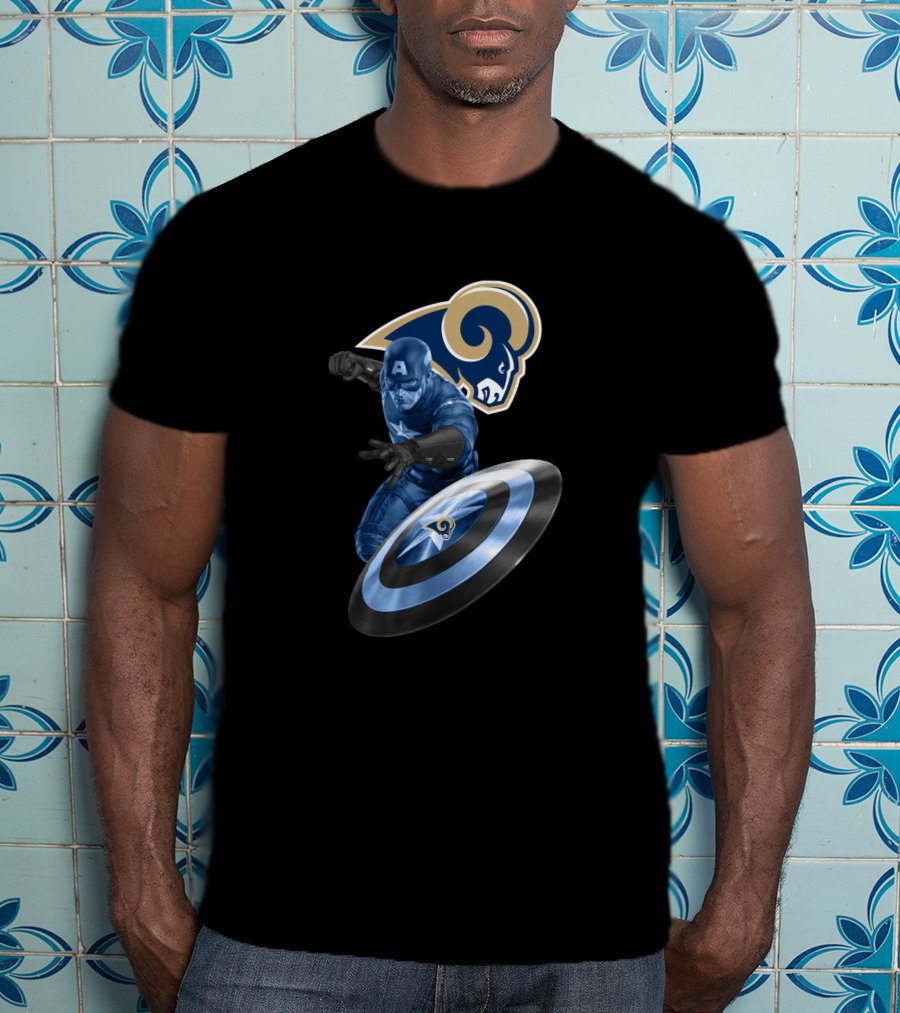 Los Angeles Rams Captain America Shield Crossover T-Shirt